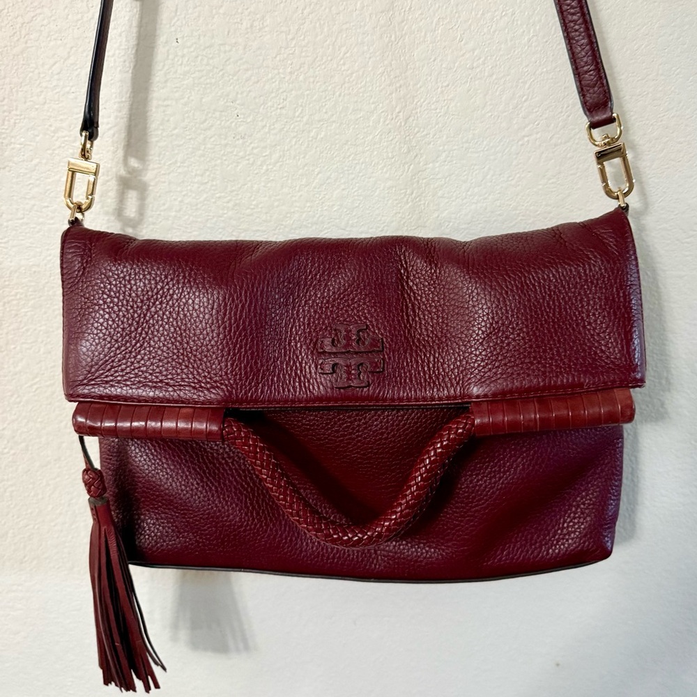 Tory Burch Burgundy  Leather Crossbody Bag